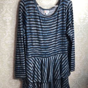 LuLaRoe Georgia dress with layered ruffle bottom